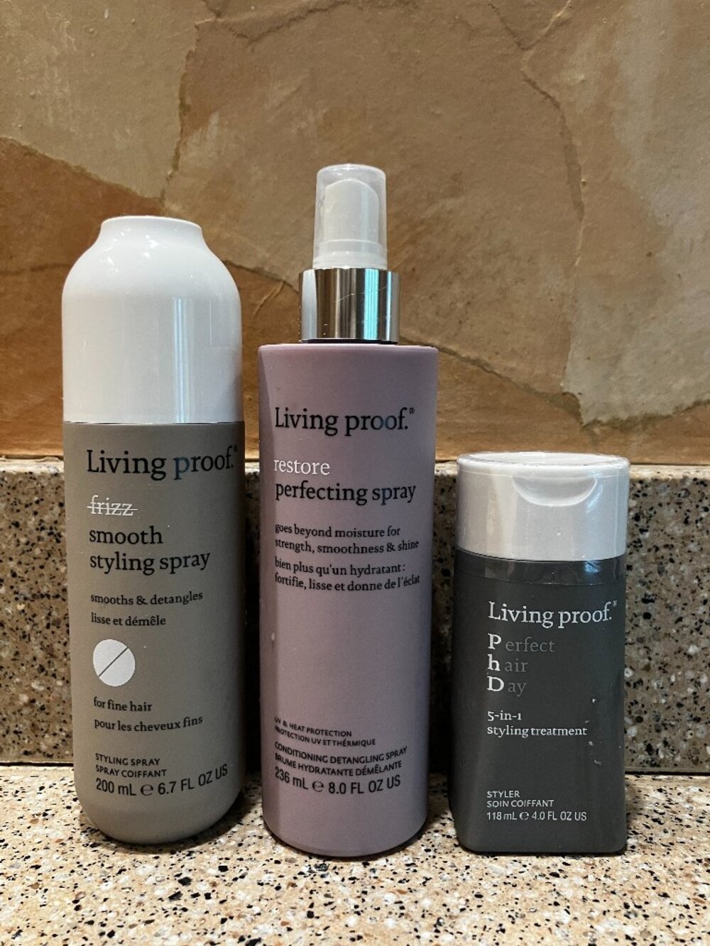 Living Proof Set Restoring Perfecting Spray, Smooth Style Spray, 5 in 1 Style!